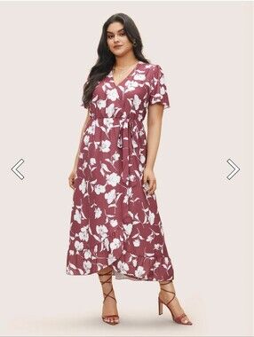 Bloomchic NWT Floral Ruffle Knot Side Wrap Dress Plus Size 26